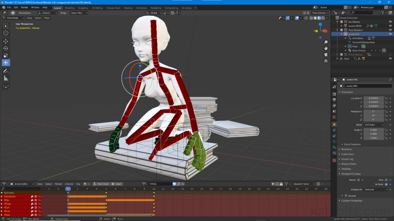 Animating a Furniture Item for IMVU using Blender 2.8+