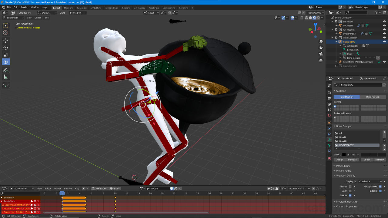 Make a Witches Crockpot item for IMVU using Blender