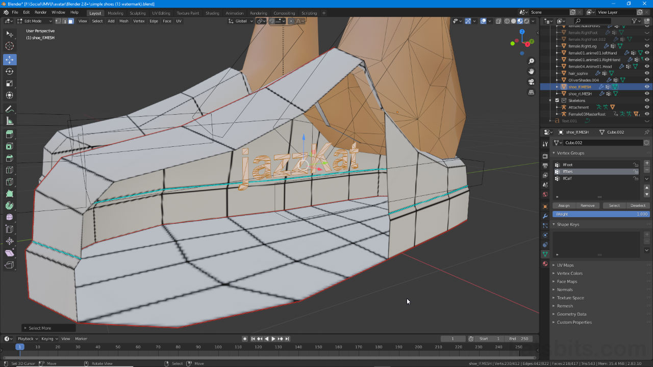 Protecting IMVU Products by Adding Watermark Text in Blender