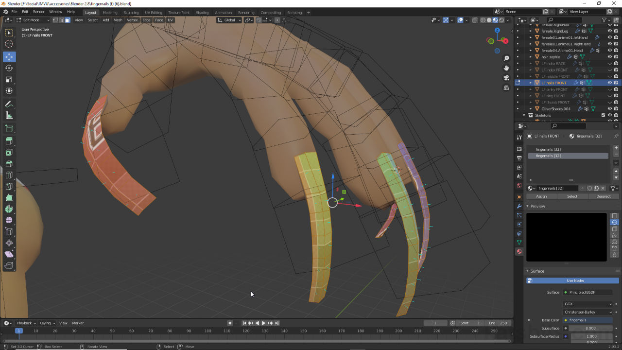 Make Fingernails for IMVU in Blender