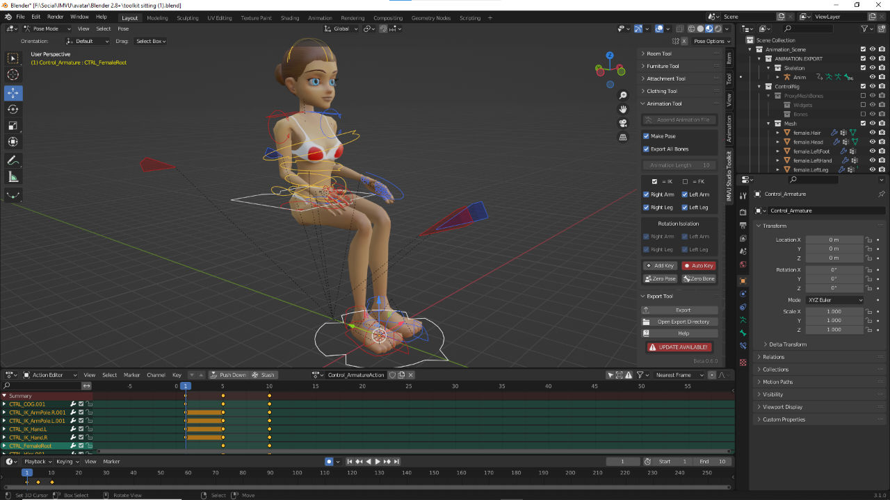 Make a Sitting (Seated) pose using IMVU Studio Toolkit
