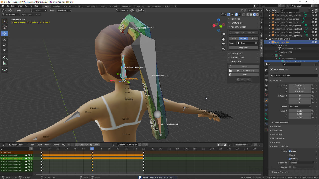 IMVU Studio Toolkit and making animated hair accessory