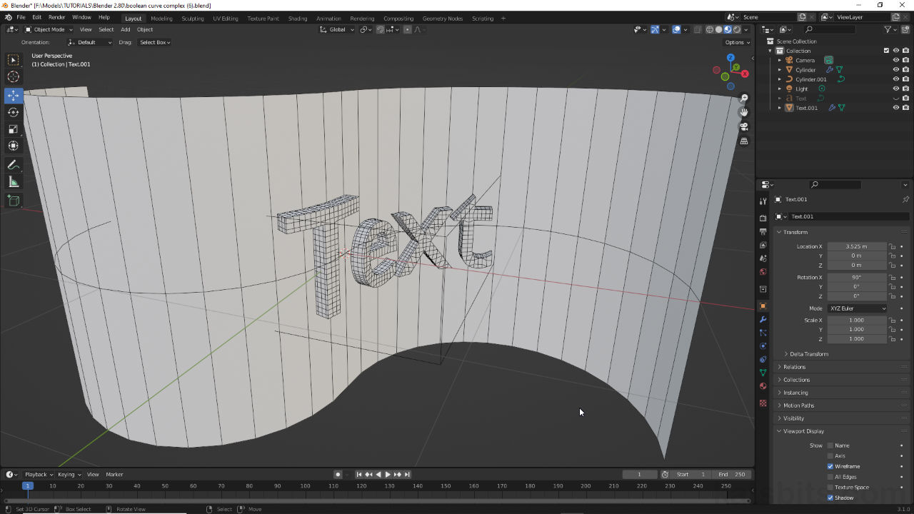 Engrave, Emboss text using Boolean on curves