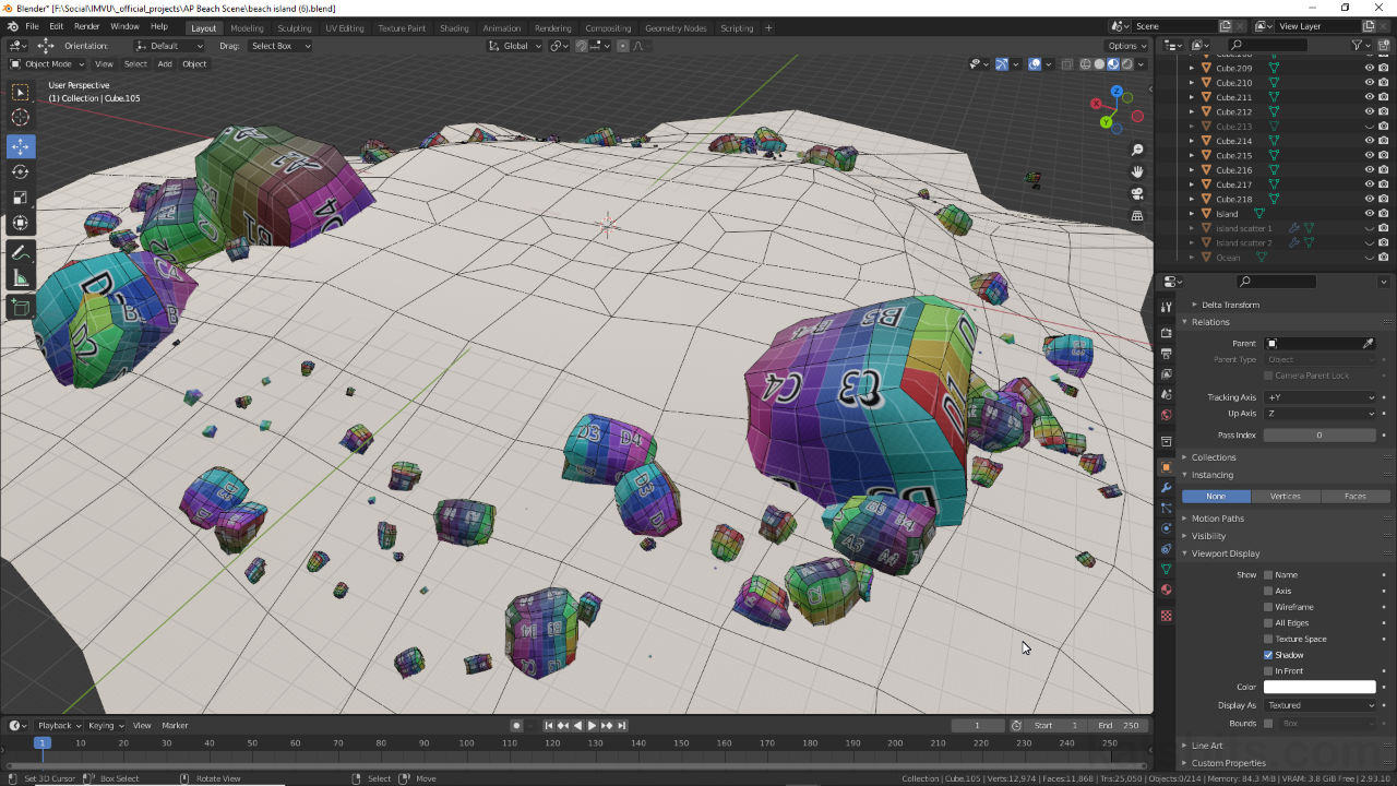 Object scatter using Particles in Blender