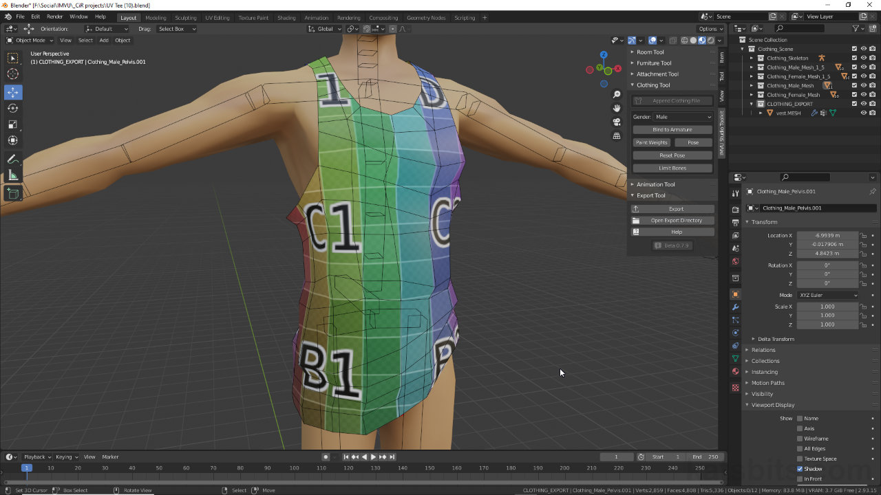 Making Clothing Using IMVU Toolkit for Blender
