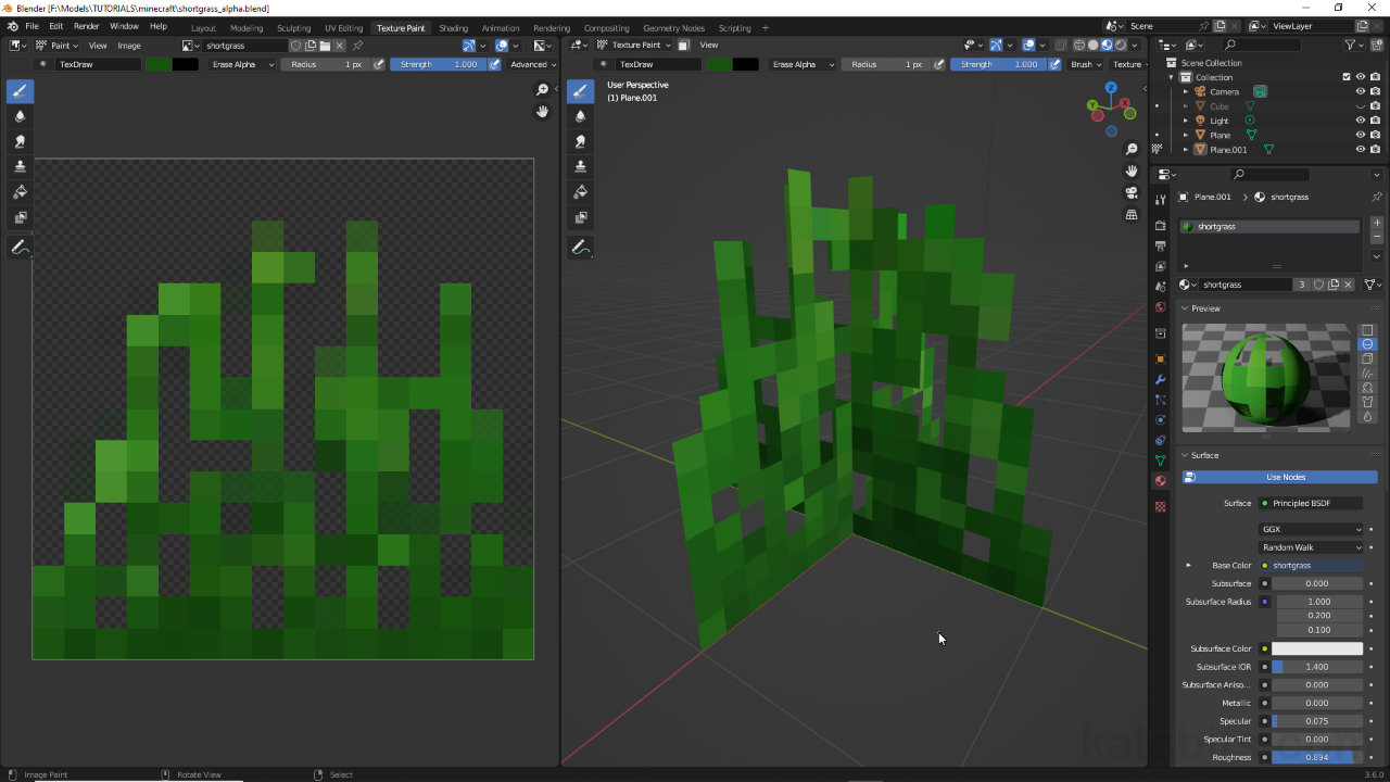 Paint Minecraft Style 'Short grass' Texture in Blender