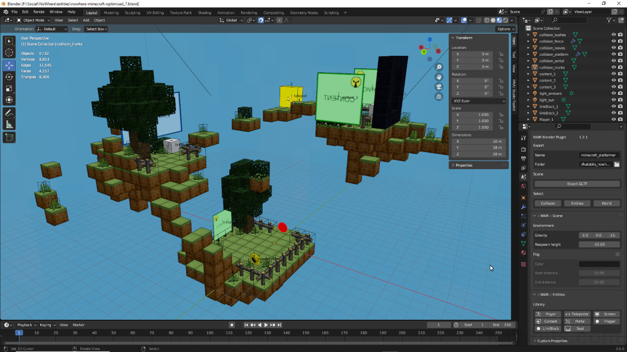 Prepping a room/scene in Blender 3D for Nowhere metaverse