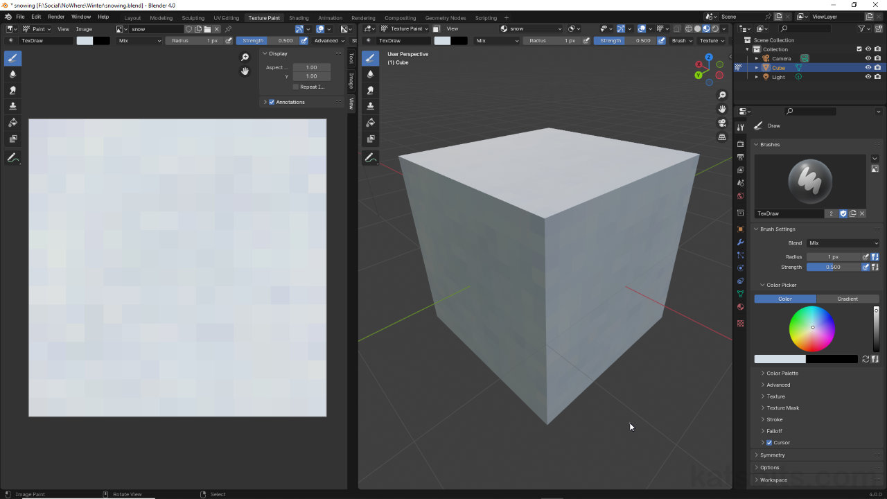 Paint Minecraft Style Snow Texture in Blender 3D Using Texture Paint