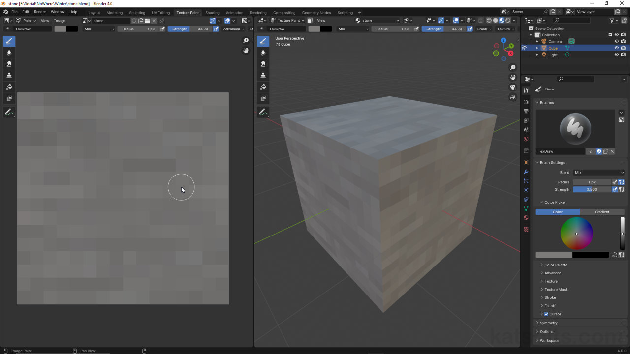Paint a Minecraft style 'stone' texture in Blender using Texture Paint