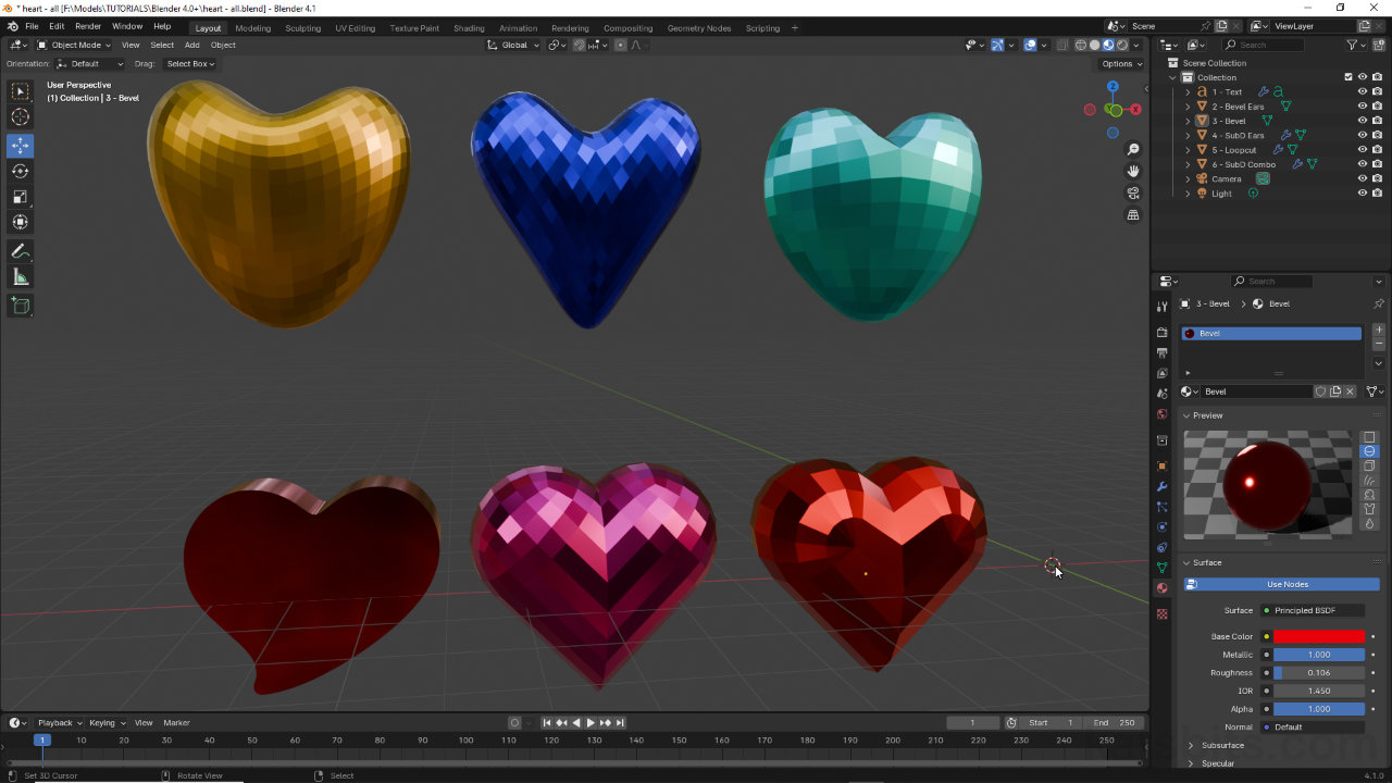 Six Easy ways to make Perfect Hearts in Blender