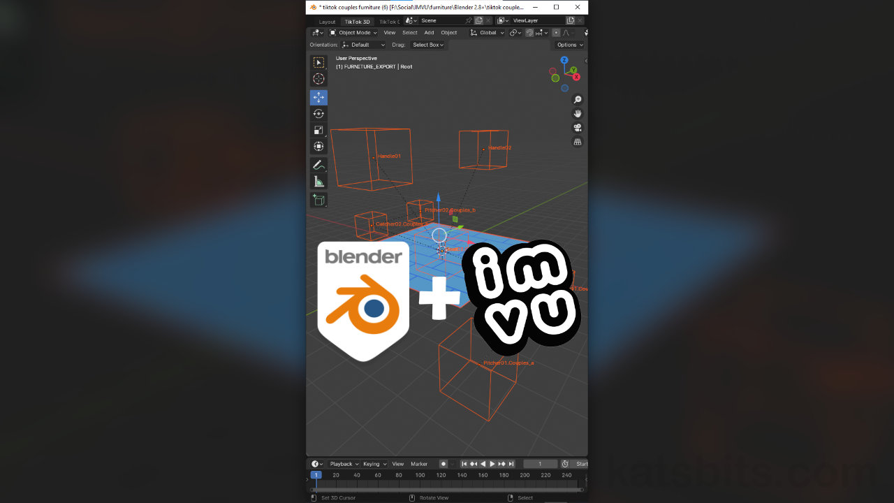 Custom Furniture with Customs Pose in Blender using IMVU Toolkit