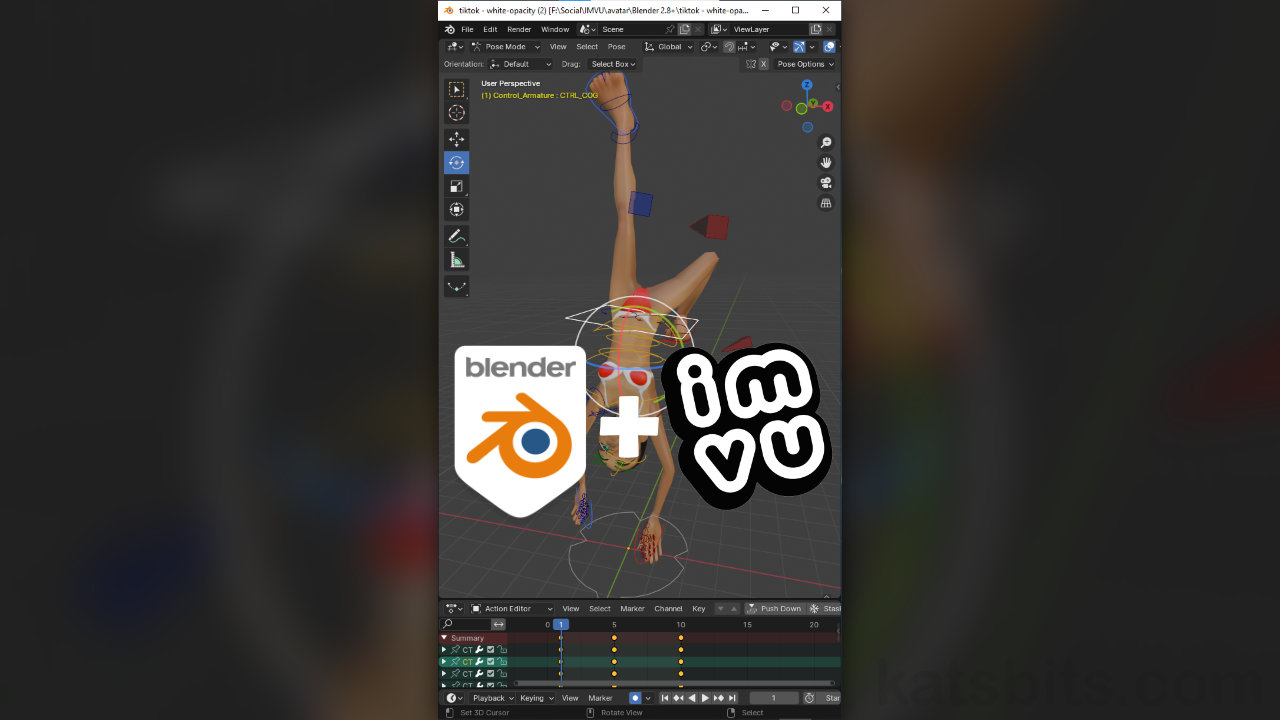 Upside-down pose for IMVU using the Toolkit for Blender