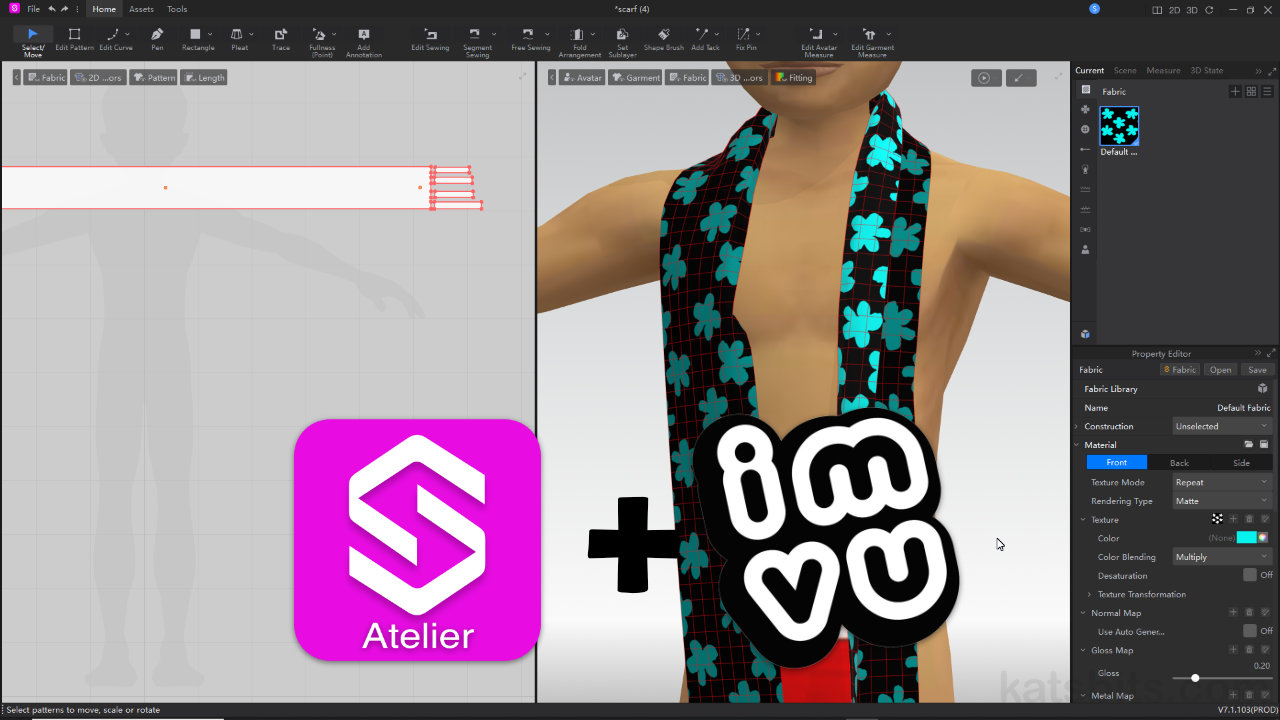 Making a simple scarf in Style3D Atelier for IMVU