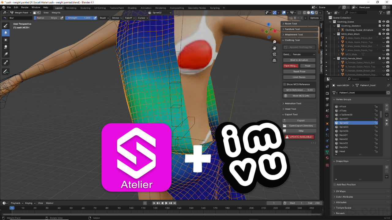 Style3D Atelier, Weight Painting Clothing in Blender 3D