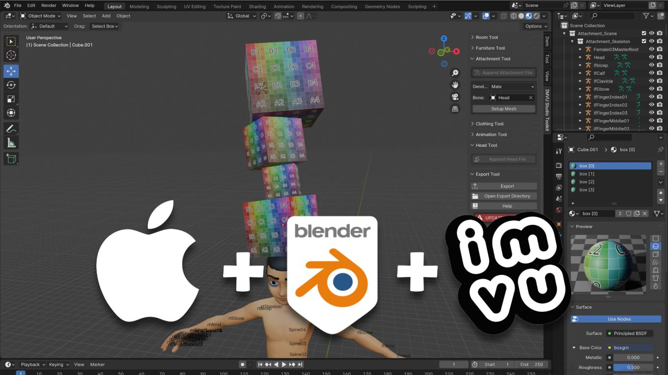 Simple Accessory/Attachment items for IMVU using Blender on MacOS