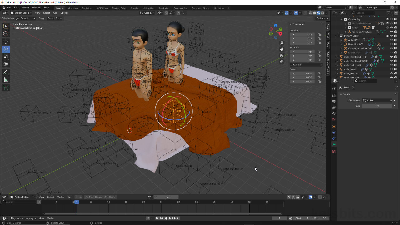 IMVU Furniture setup for Custom Poses in Blender
