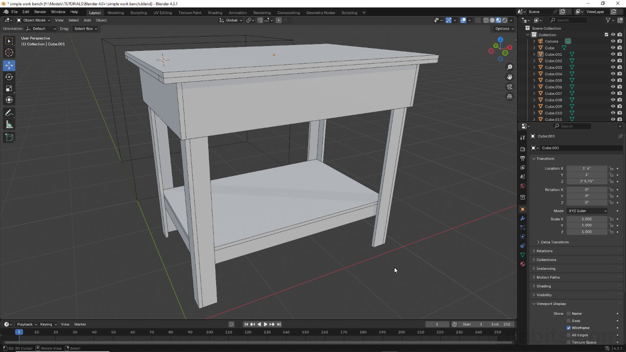 Imperial Units & Mocking Up a Workbench in Blender