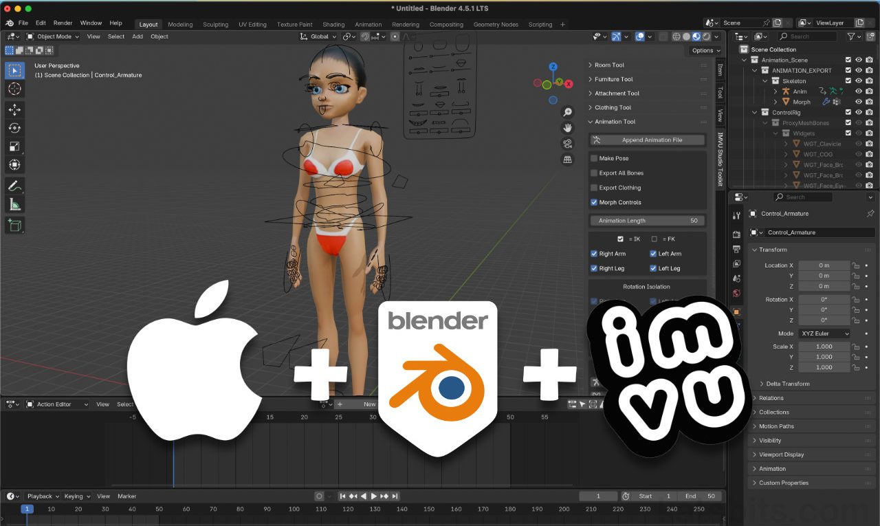 Install IMVU Toolkit for Blender 4.5 LTS on MacBook (MacOS)