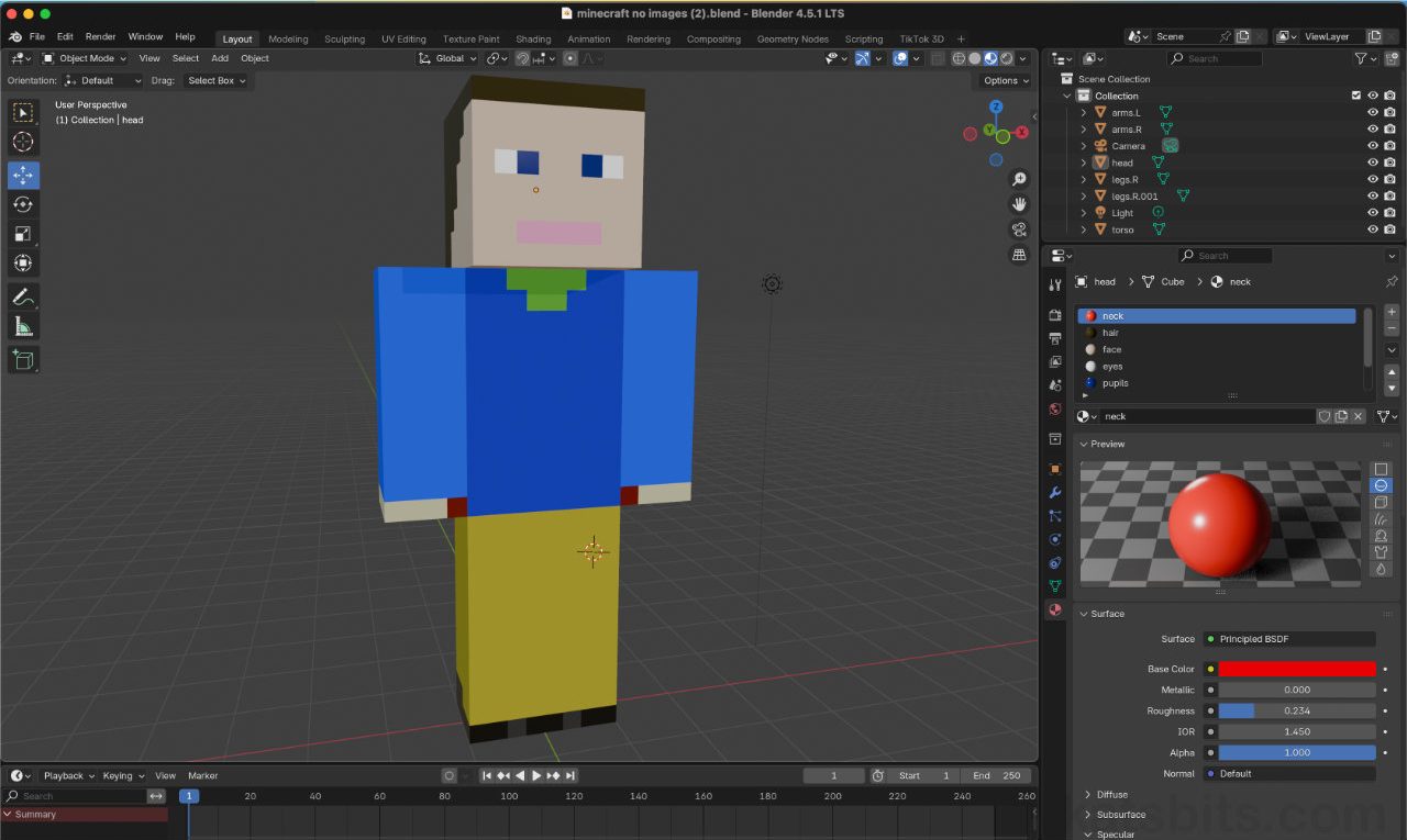 Make a Minecraft Character in Blender without using Images