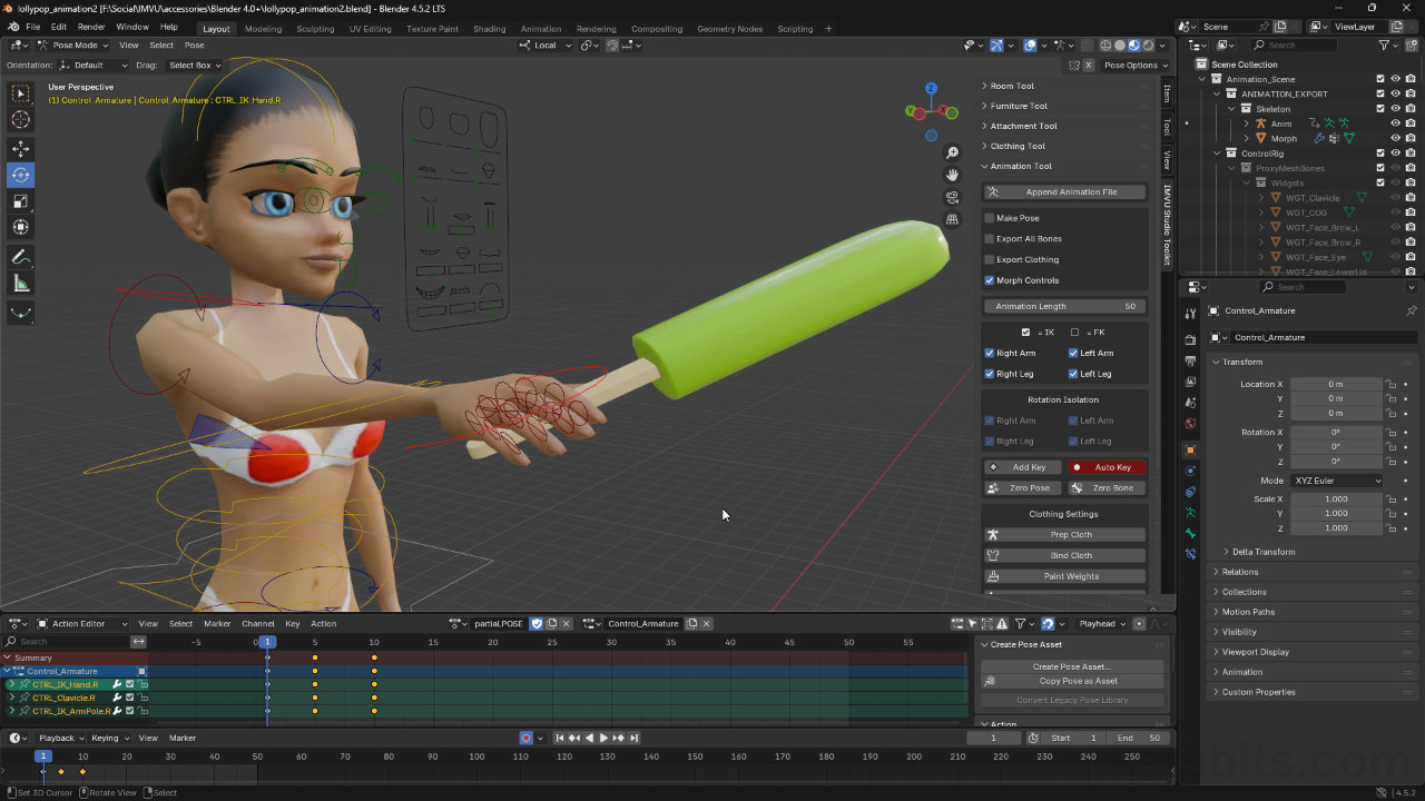 Make Accessory Items With Partial Poses for IMVU using Blender 3D