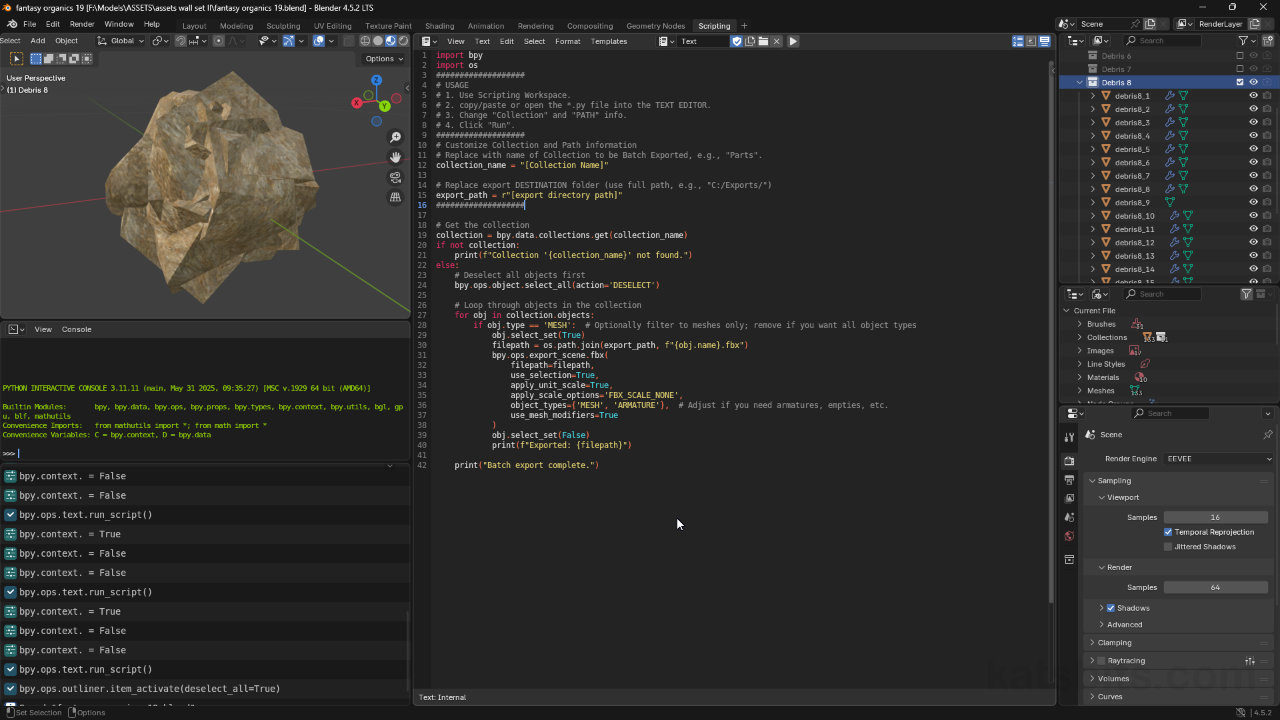 Script to Batch Export Objects to FBX for Blender