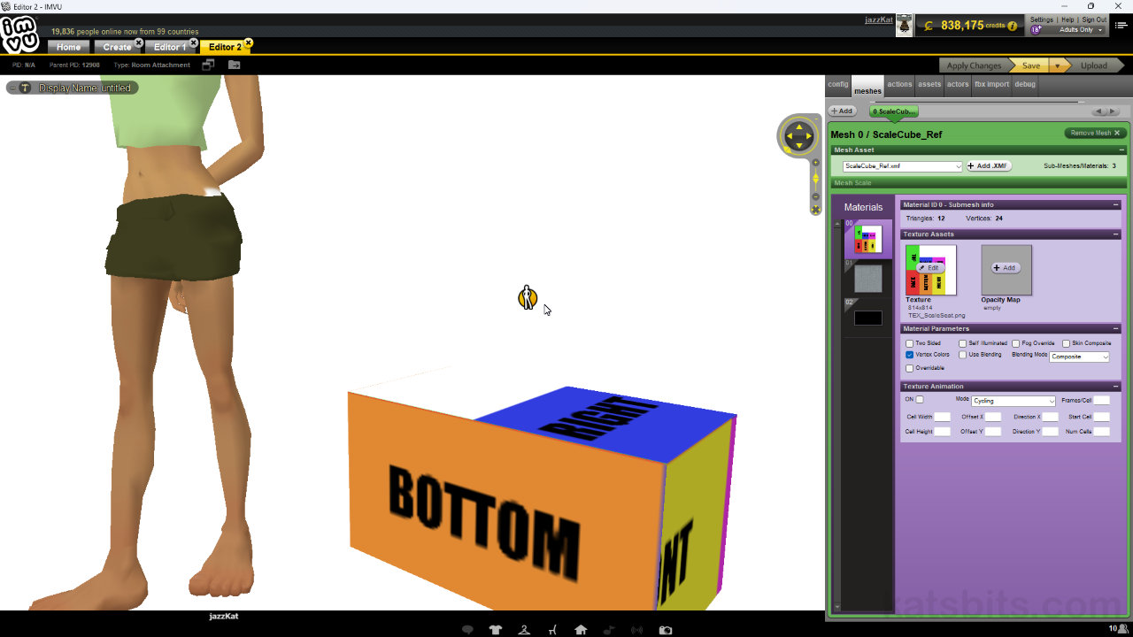 Furniture and Fixing Handle Position for IMVU Classic Editor