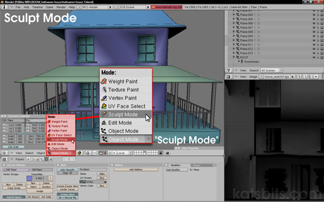 Entering 'sculpt' mode to begin distorting the mesh