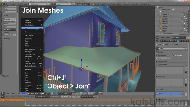 Using "Join" to merge meshes in Blender