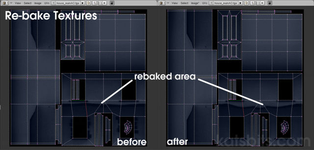 Before and after showing area #1 updated after rebaking the ambient occlusion maps