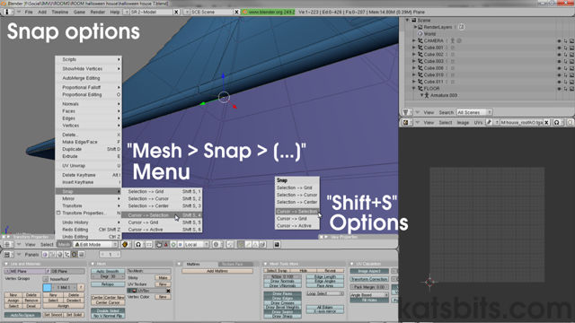 Snap menu options in Blender 2.49