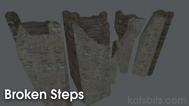 Game Ready 3D Models - Broken Stone Steps (*.ase)