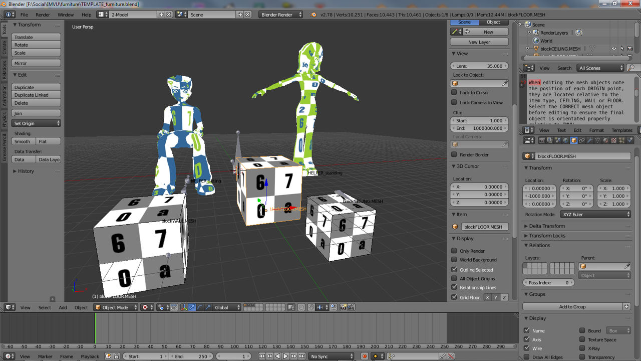 IMVU Furniture Template for Blender 2.7(x)
